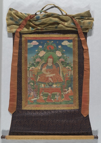 Indian Buddhist Master Shantarakshita (725-788 CE), Included with a Seven-Part Set of the Sixteen Arhats (Elders)