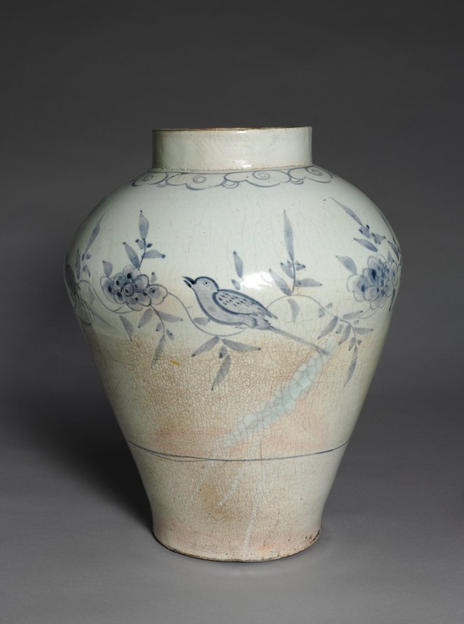 Jar with Bird and Flower Decoration