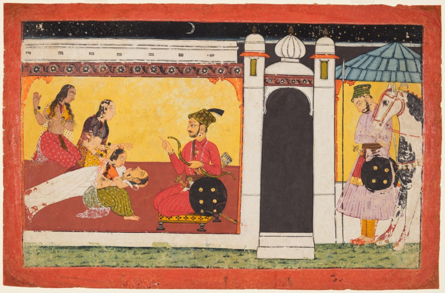 Kamakandala dies on hearing the news of Madhava’s death, folio 19 from a Madhavanala-Kamakandala of Alam