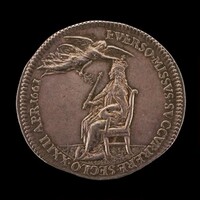King Charles II Enthroned, being Crowned by Peace [reverse]