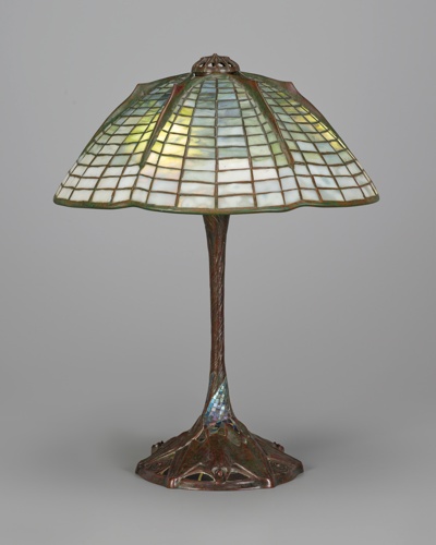 Lamp with Heavy Ribs Shade and Bat Base