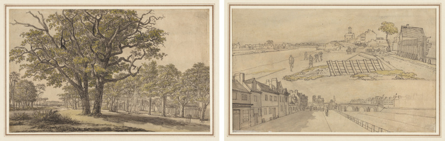 Landscape (recto) Two Views of Paris (verso)