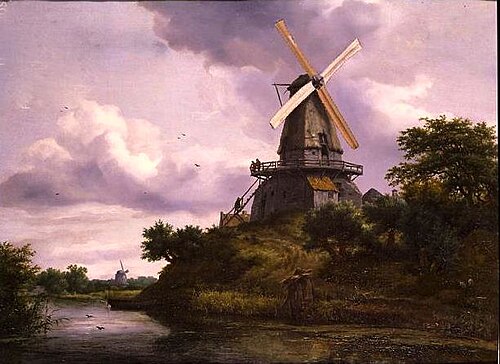 Landscape with a windmill by a river