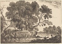 Landscape with Group of Trees Surrounded by Water