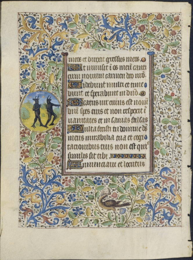 Leaf from a Book of Hours: Office of the Dead: Two Devils (verso)