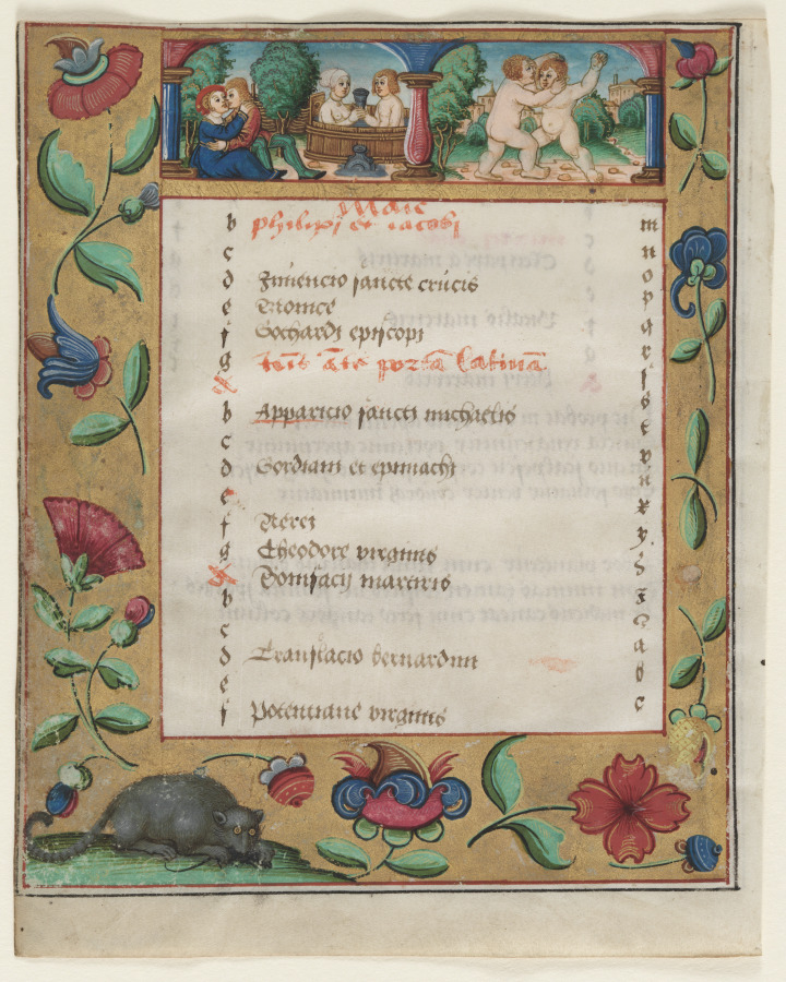 Leaf from a Psalter and Prayerbook: Calendar Page with Labors (recto)