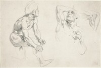 Male Nude Posing for Figures in the "Frise de la Guerre"