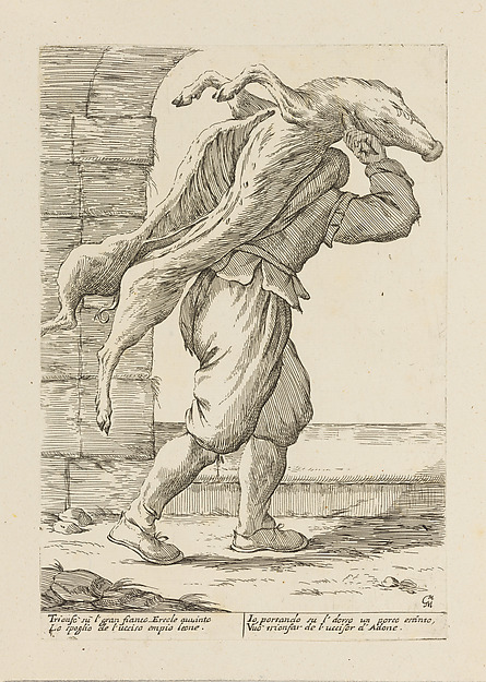 Man Carrying a Butchered Pig, plate 21 from "Di Bologna l'Arti per via D'An.ibal' Ca.rac"