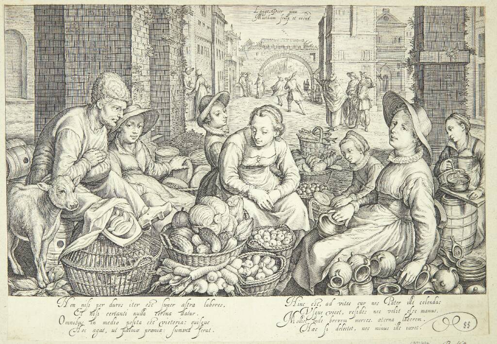 Markedsscene i en by