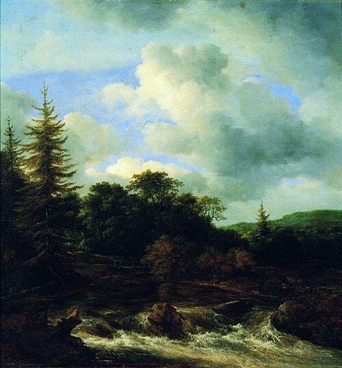 Mountain landscape with waterfall