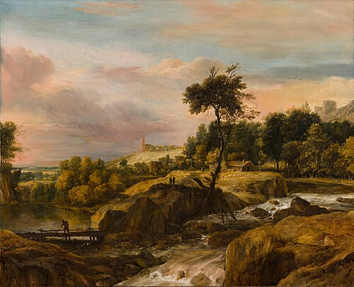 Mountainous Landscape with Waterfall
