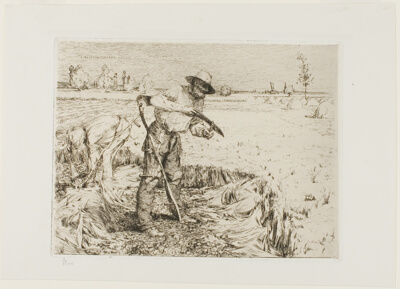 Mower Honing a Scythe