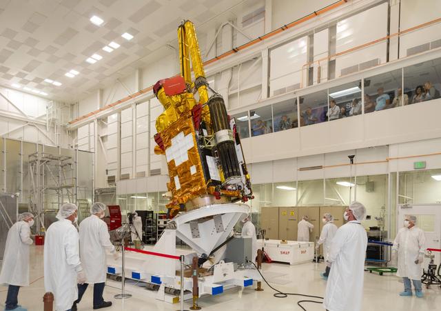 NASA Soil Moisture Active Passive SMAP Lowered into Place
