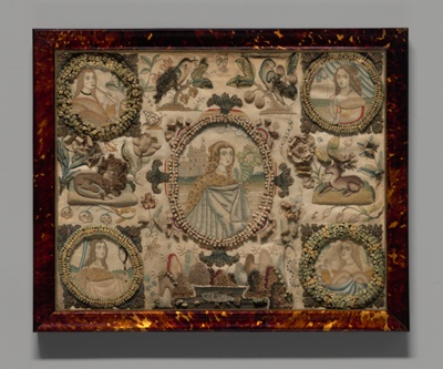 Needlework Picture Depicting the Five Senses