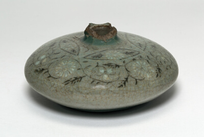 Oil Bottle with Chrysanthemum Flowers Heads