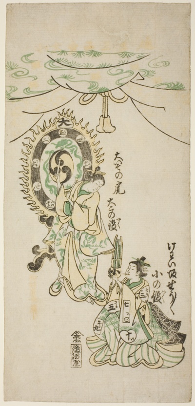 Oiso no Tora and Shosho Playing Instruments