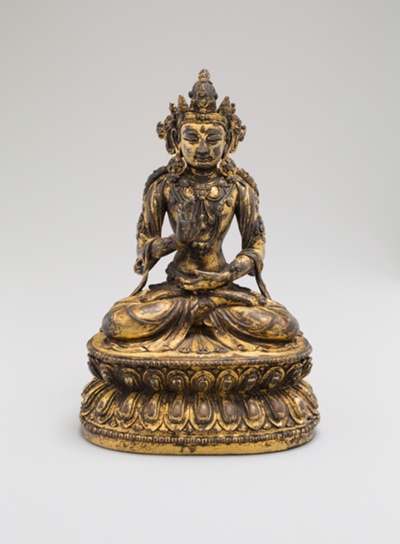 One of the Five Celestial Buddhas, Seated with Hands in Gestures of Meditation (Dhyanamudra) and Reassurance (Abhaymudra)