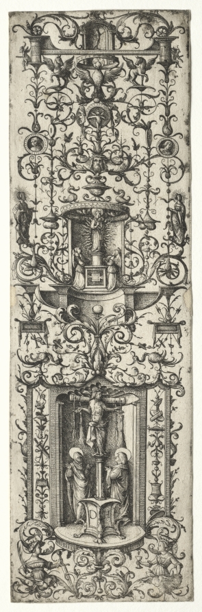 Ornamental fillet with the crucifixion and the virgin and child