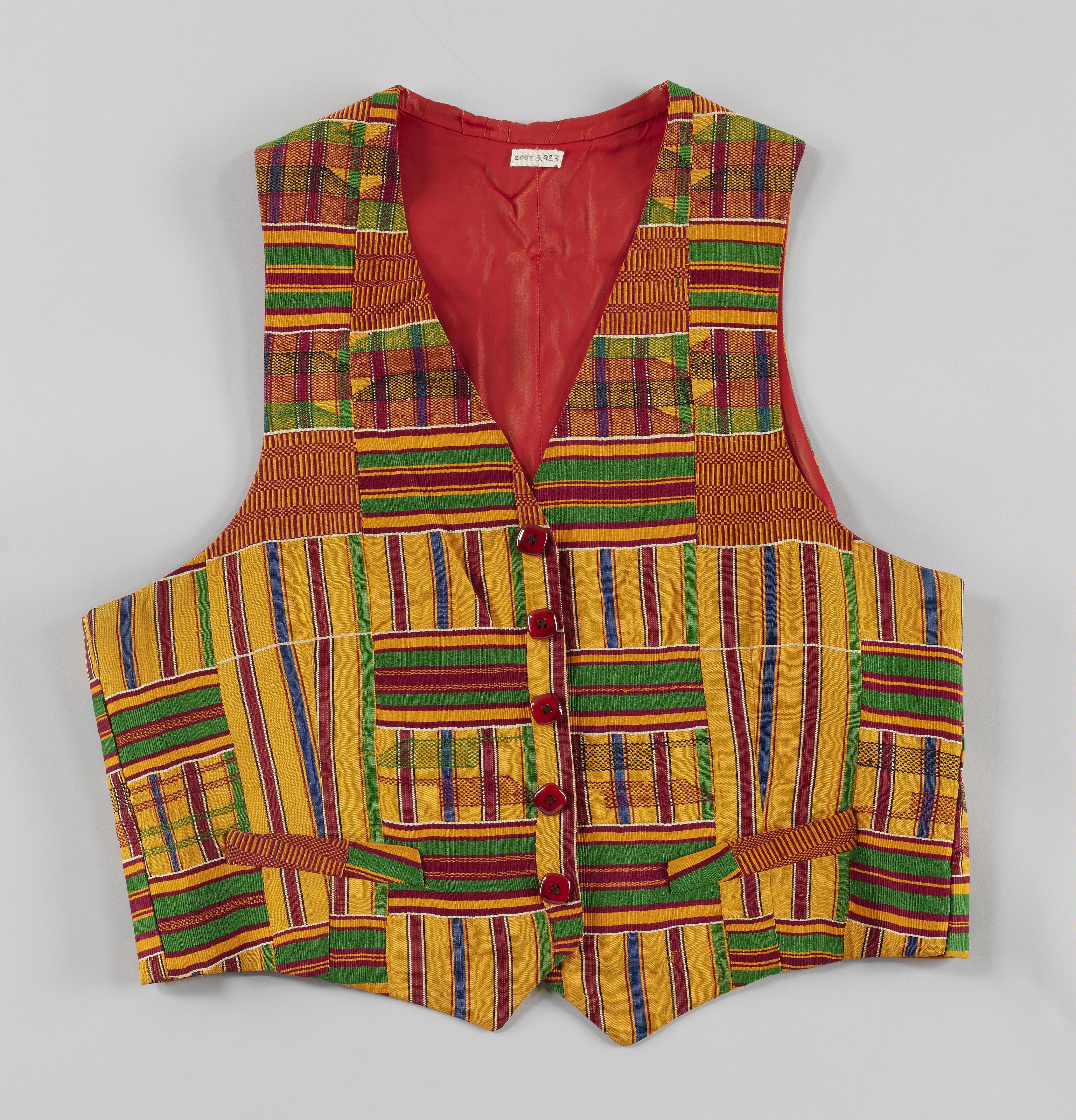 Patchwork Kente cloth vest