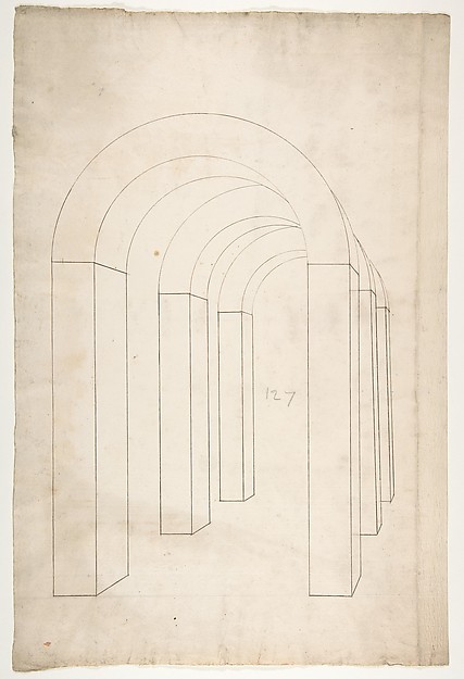 Perspective study of an Arched Colonnade