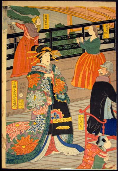 Picture of a Banquet of People of Five Nations at the Gankiro Teahouse (Gokakoku gankiro ni oite sakamori no zu)