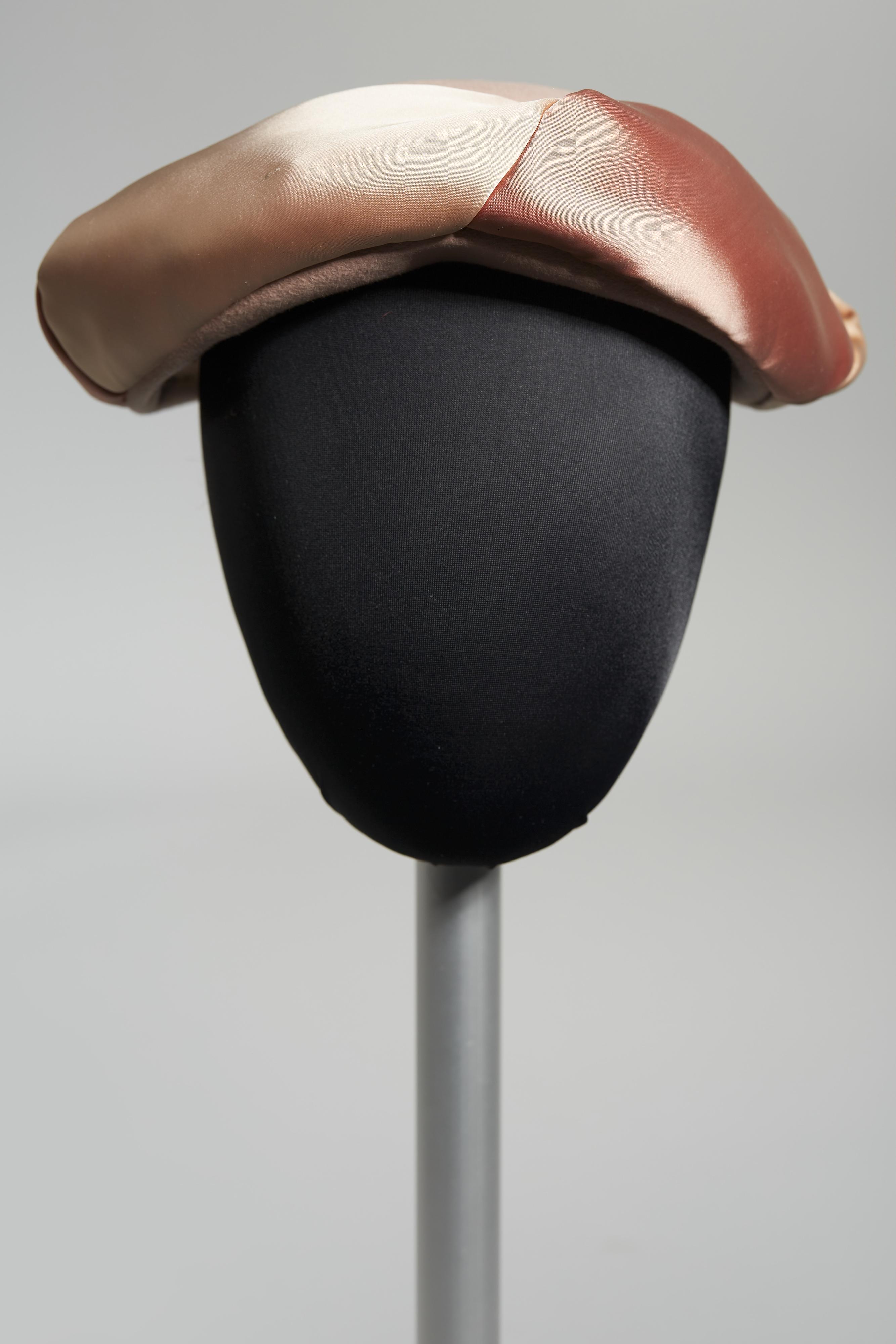 Pink hat with two-tone panels