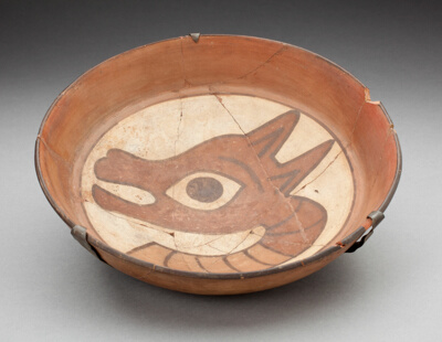 Plate Depicting Head of Llama on Interior
