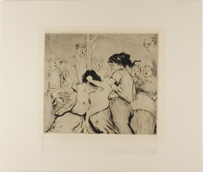 Plate from l'Assommoir (two women fighting, with onlookers)