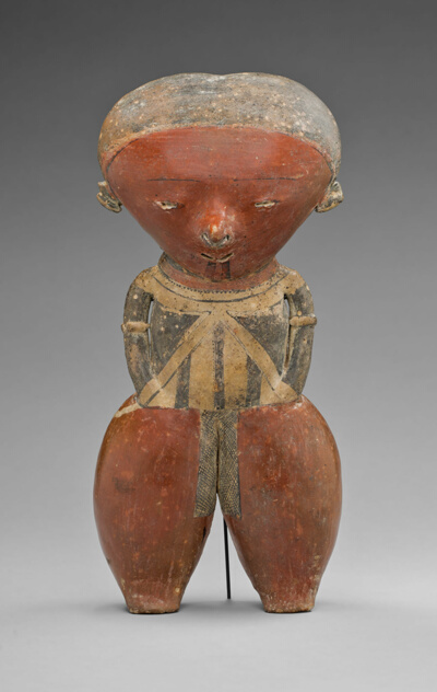Polychrome Standing Figure with Exaggerated Head and Hips