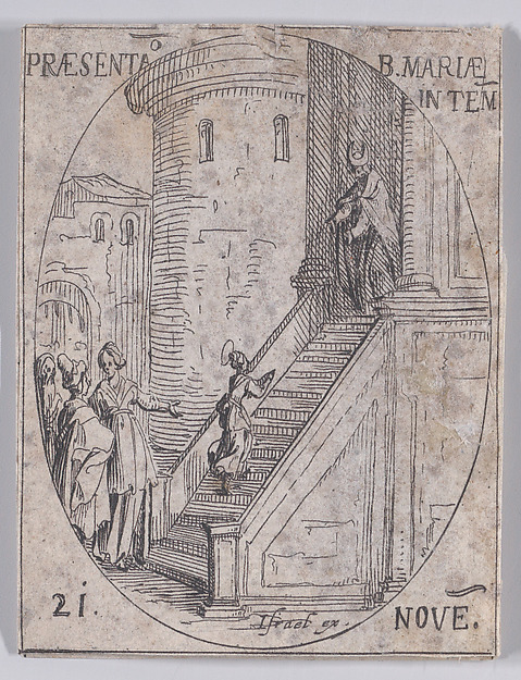 Preséntation de la Vierge Marie dans le Temple (Presentation of the Virgin Mary in the Temple), November 21st, from "Les Images De Tous Les Saincts et Saintes de L'Année" (Images of All of the Saints and Religious Events of the Year)
