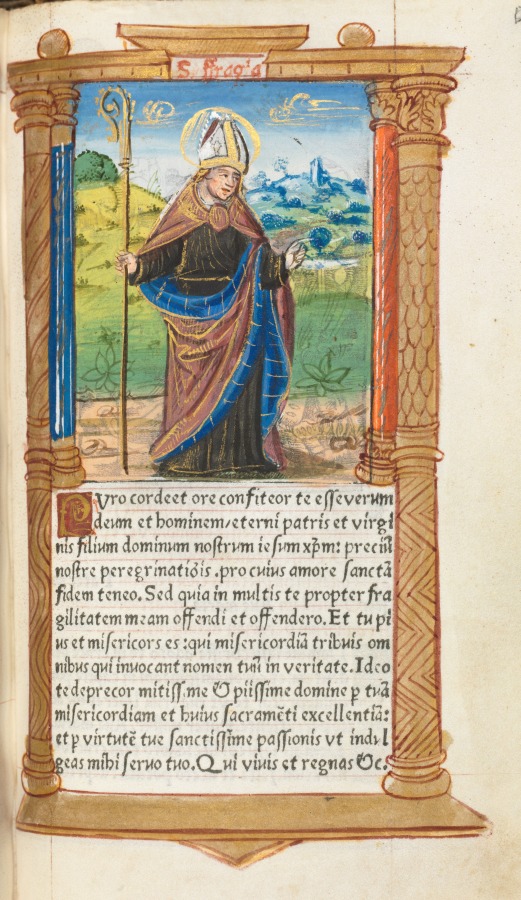 Printed Book of Hours (Use of Rome):  fol. 96r, St. Augustine