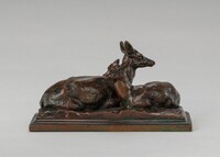Reclining Doe and Deer
