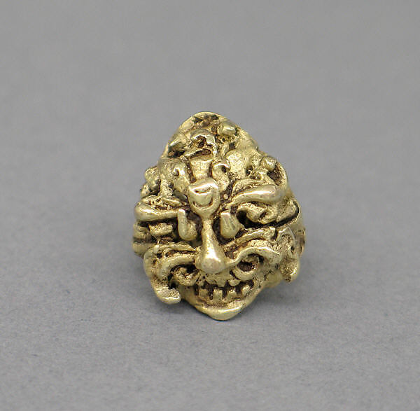 Rod Finial Clip with Foliate Design Creating Demon Mask