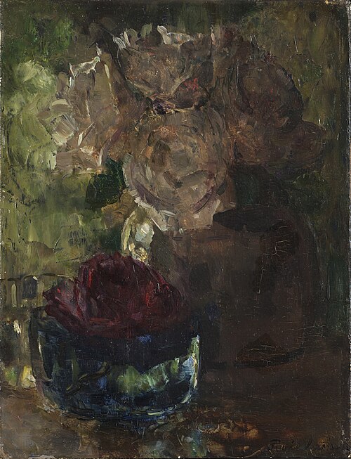Roses in ginger jar