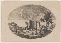 Ruined Two-Story Building with Mountains in Distance
