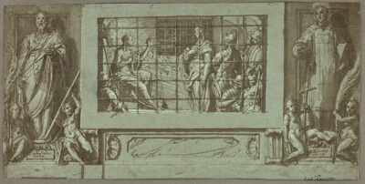 Saint Catherine in Prison Converting the Empress Faustina to Christianity, Flanked by Saints Saturnius and Simon