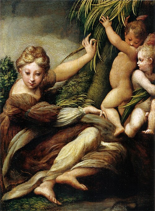 Saint with two angels