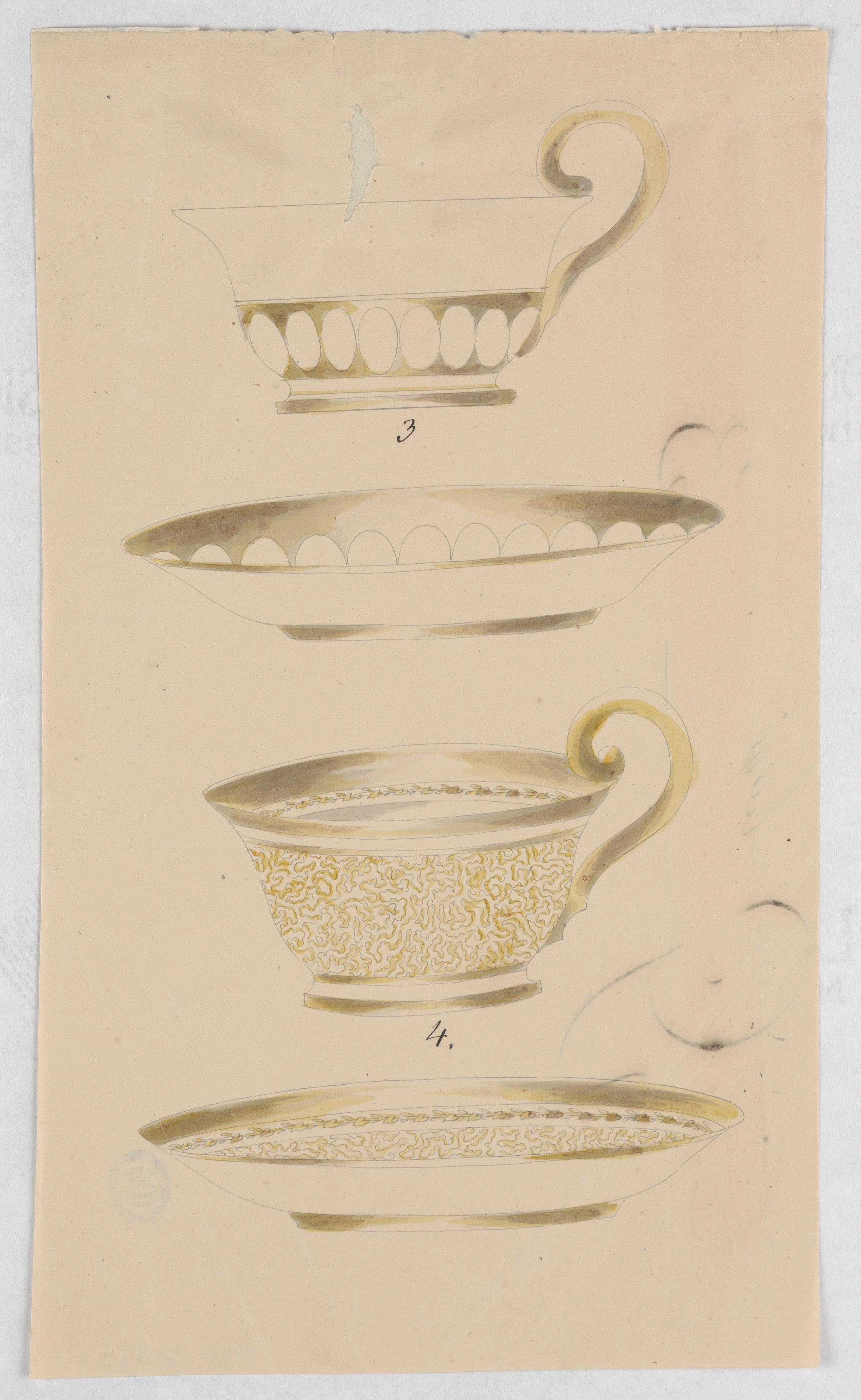 Sample Sheet, Two Designs for Cups and Saucers
