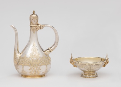 Saracenic Coffee Pot and Sugar Bowl