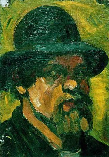 Self-portrait with hat.
