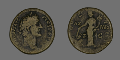 Sestertius (Coin) Portraying Emperor Antoninus Pius
