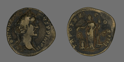 Sestertius (Coin) Portraying Emperor Antoninus Pius