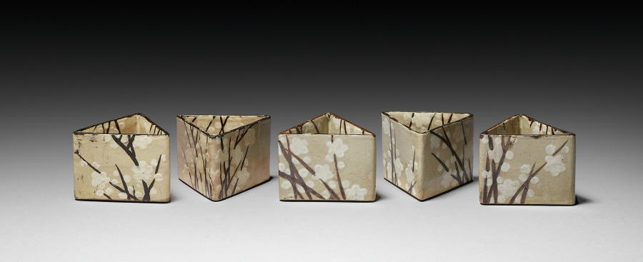 Set of Five Serving Bowls (Mukozuke) with Prunus Design