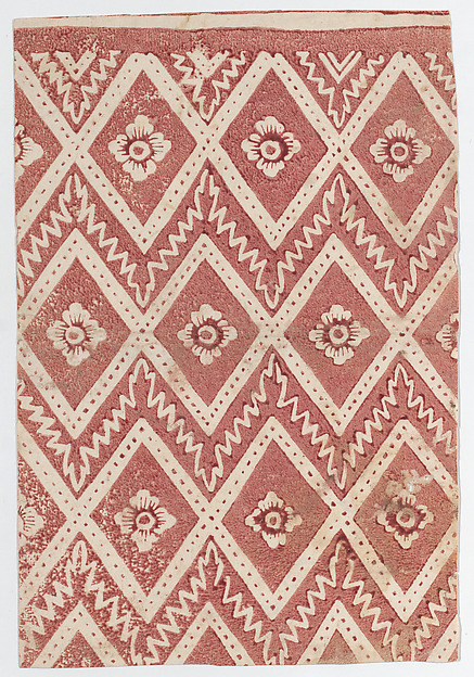 Sheet with red diamond and zigzag pattern