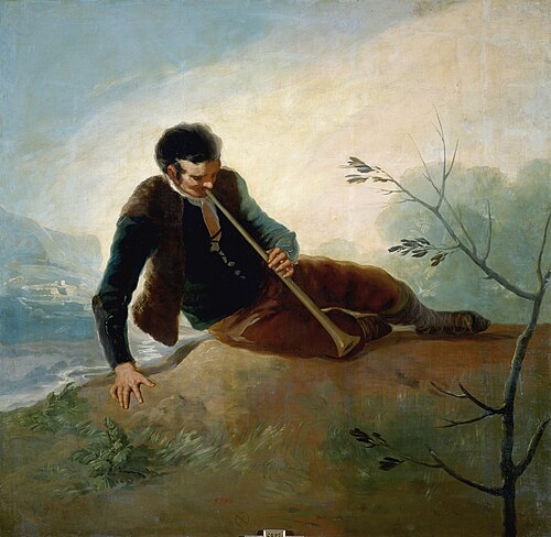 Shepherd playing a Dulzaina