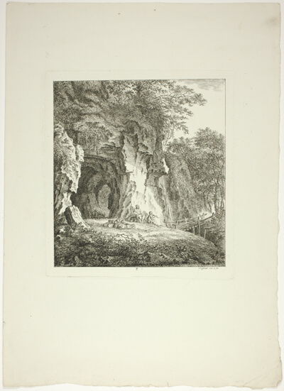 Shepherds and Sheep Resting Under a Bridge, plate seven from Paysages Dédiés à M. Warelet