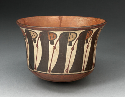 Small Bowl Depicting a Row of Abstract Trophy Heads