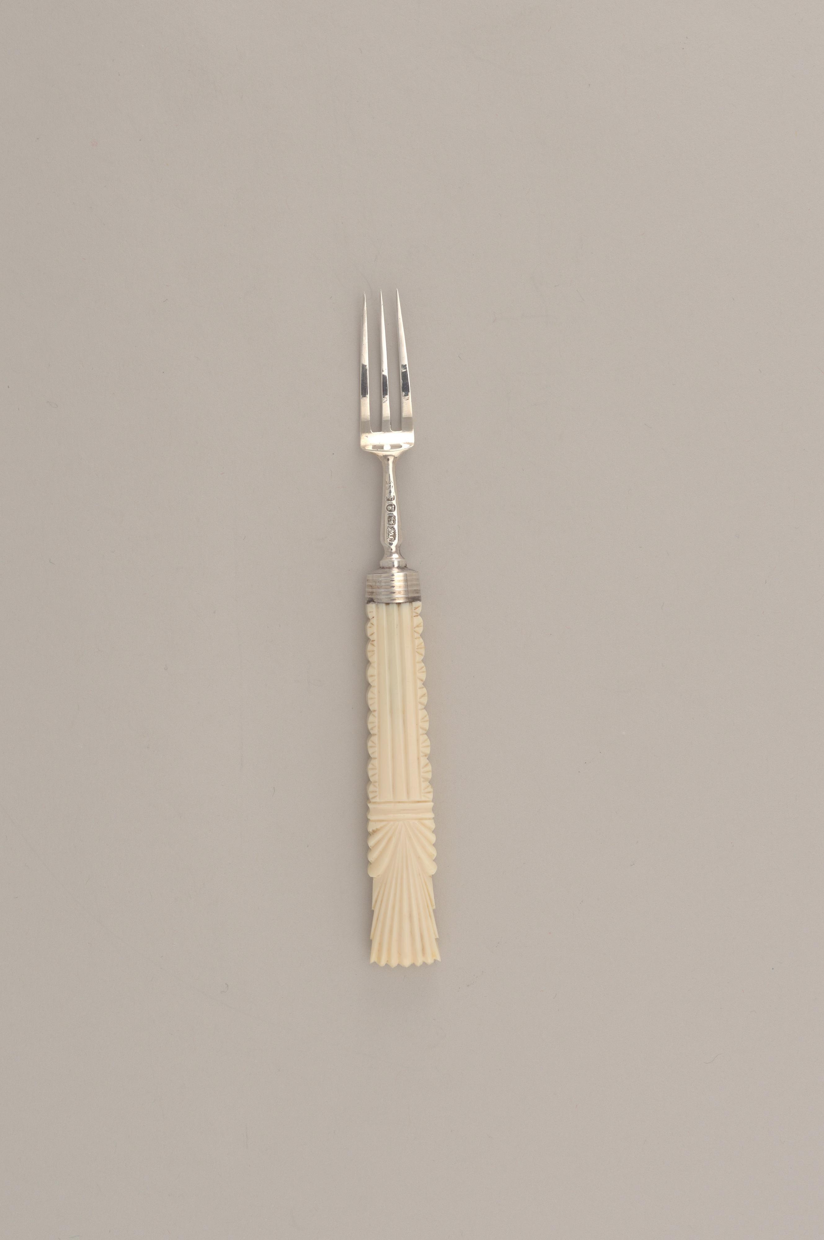 Small Fork with Fluted Ivory Handle