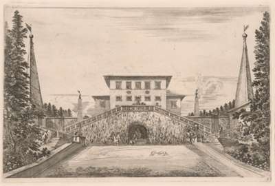 South Facade of the Villa and the Great Meadow, from Views of the Villa Pratolino