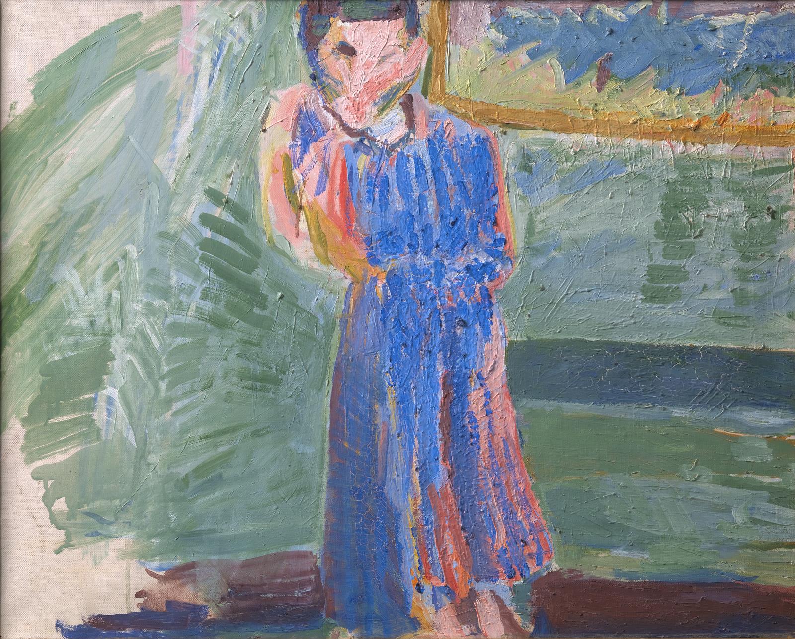 Stående figur, blå kjole